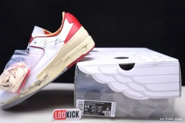 1st Kicks DJ4375-106 Retro 2 White SP Low Red Off-White Jordan 0501
